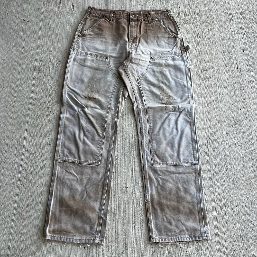 Carhartt faded brown double knee work wear carpenter pants